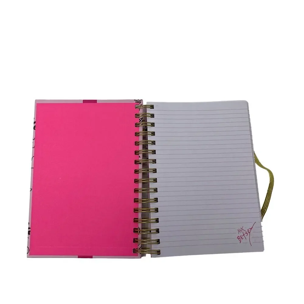 BETSEY JOHNSON XOXO Love Kiss Hearts Pink Spiral Notebook Journal 8 X 6 New
